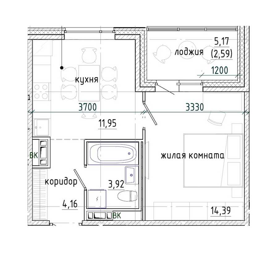 Однокомнатная квартира в : площадь 37.01 м2 , этаж: 9 – купить в Санкт-Петербурге